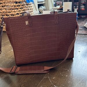 BEIS Brown Crocodile Work Tote - Regular